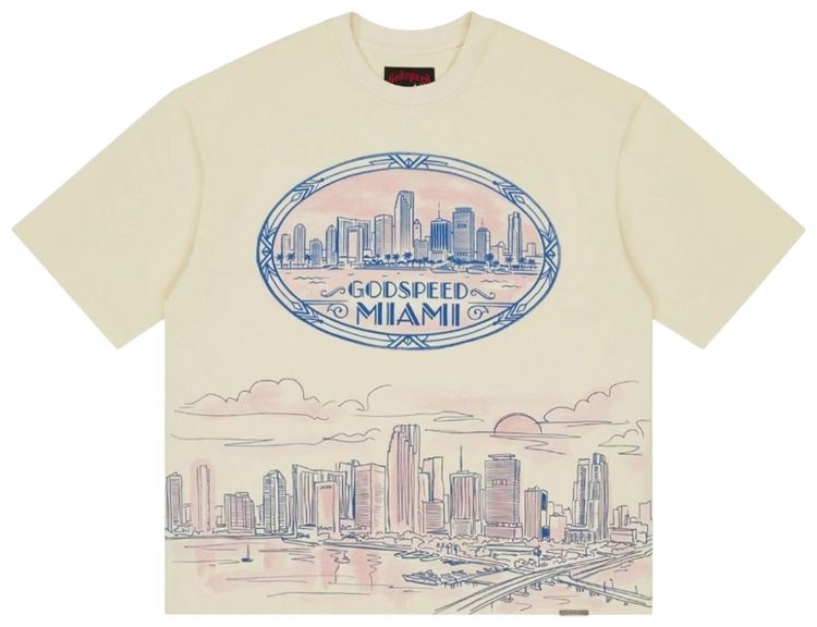 Godspeed Miami Skyline T Shirt Bone