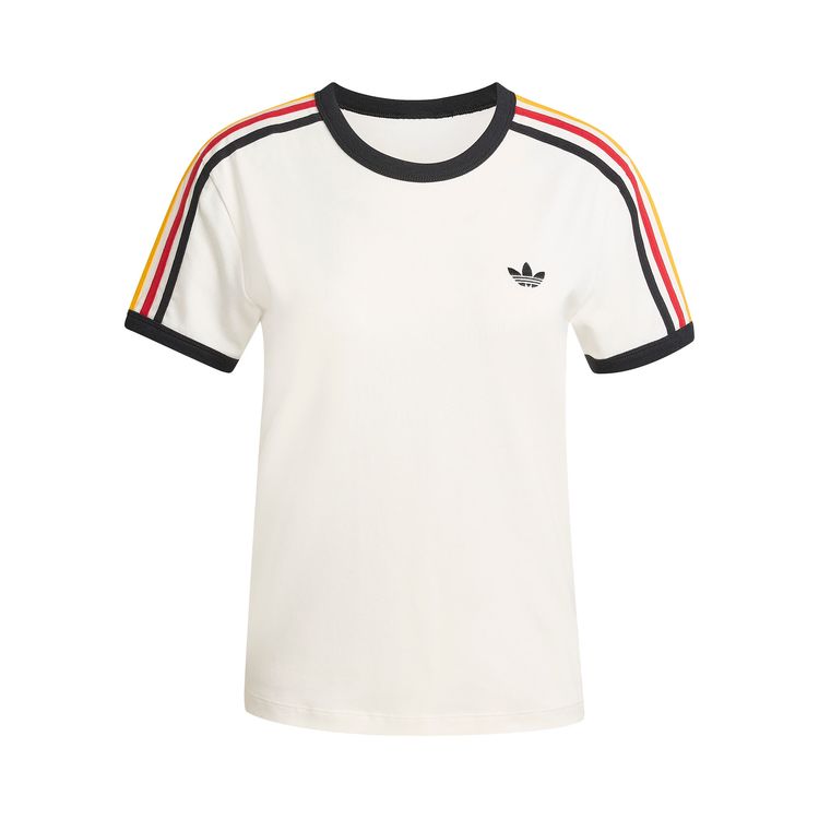 Adidas Originals 3 Stripes Slim Tee Cloud WhiteBlackTeam Power RedCollegiate Gold