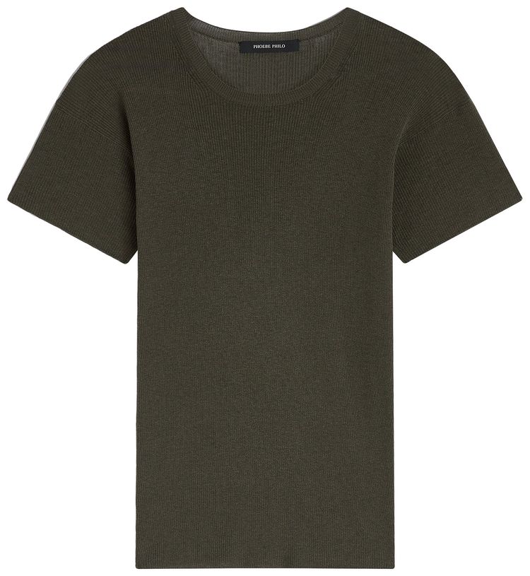 Phoebe Philo Scoop Neck Rib T Shirt Sage