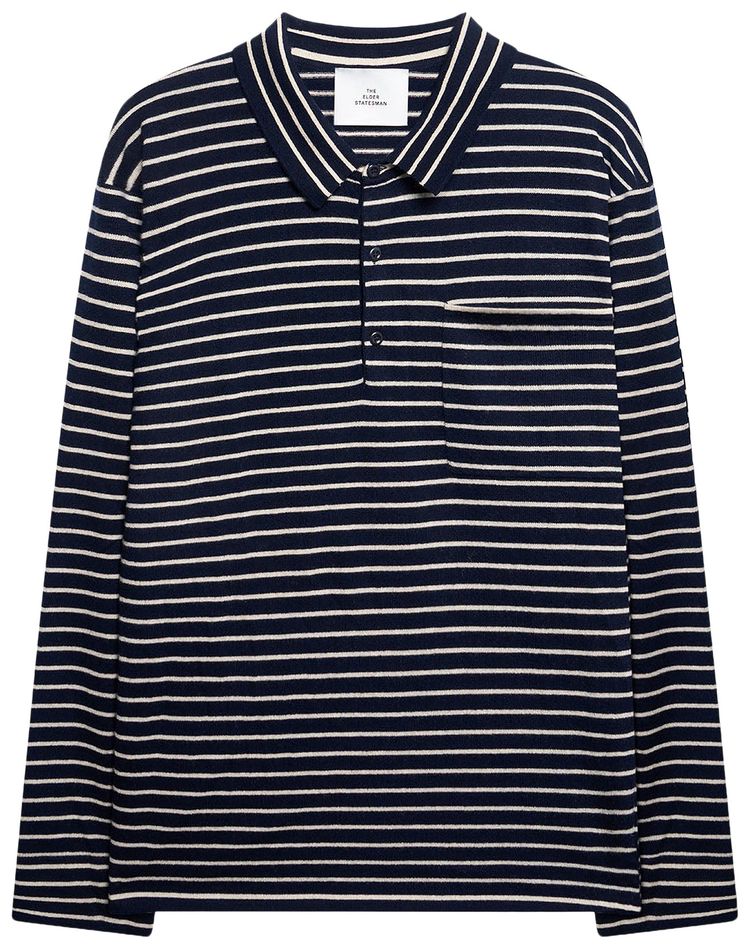 The Elder Statesman Superlight Polo Shirt NavyCanvas