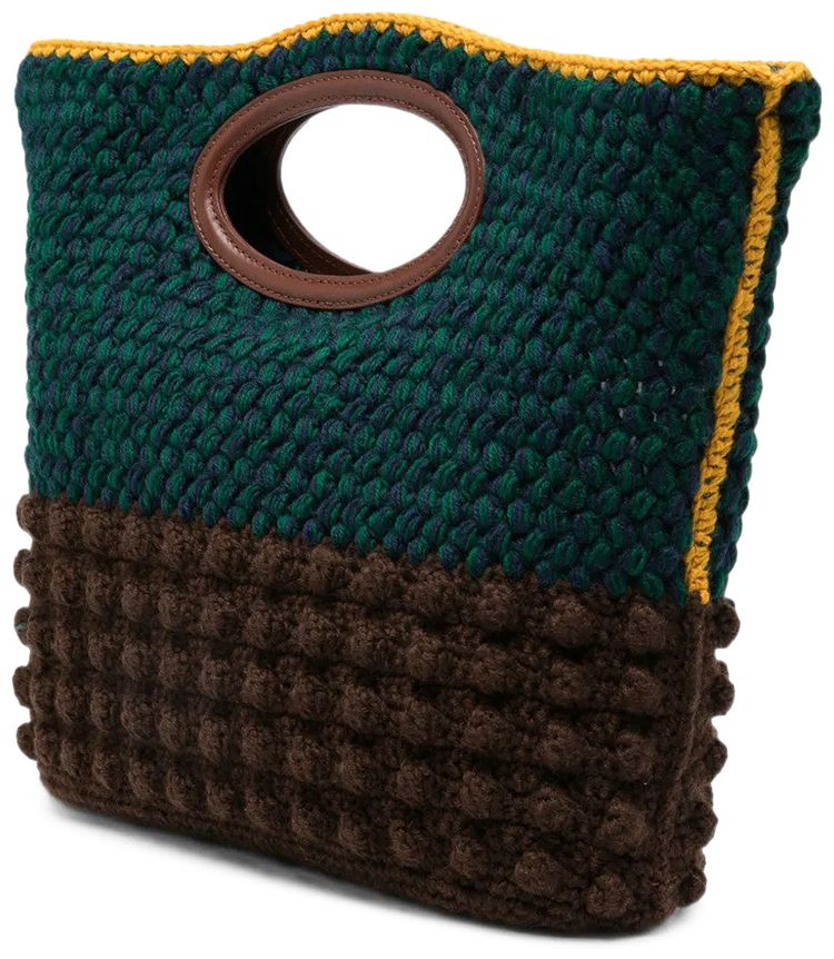 Marni Knitted Clutch Handbag GreenMustard