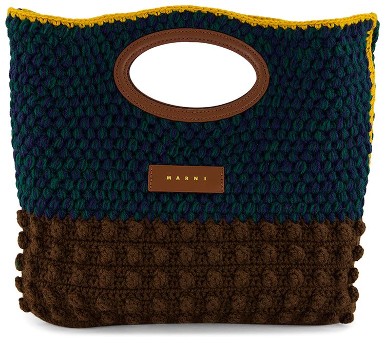 Marni Knitted Clutch Handbag GreenMustard