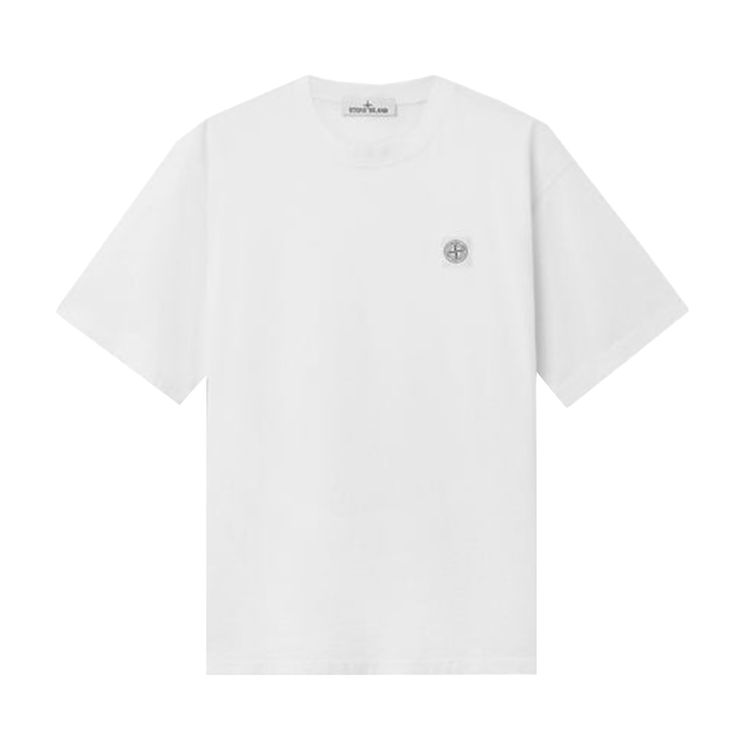 Stone Island Combed Organic Cotton Short Sleeve Tee White