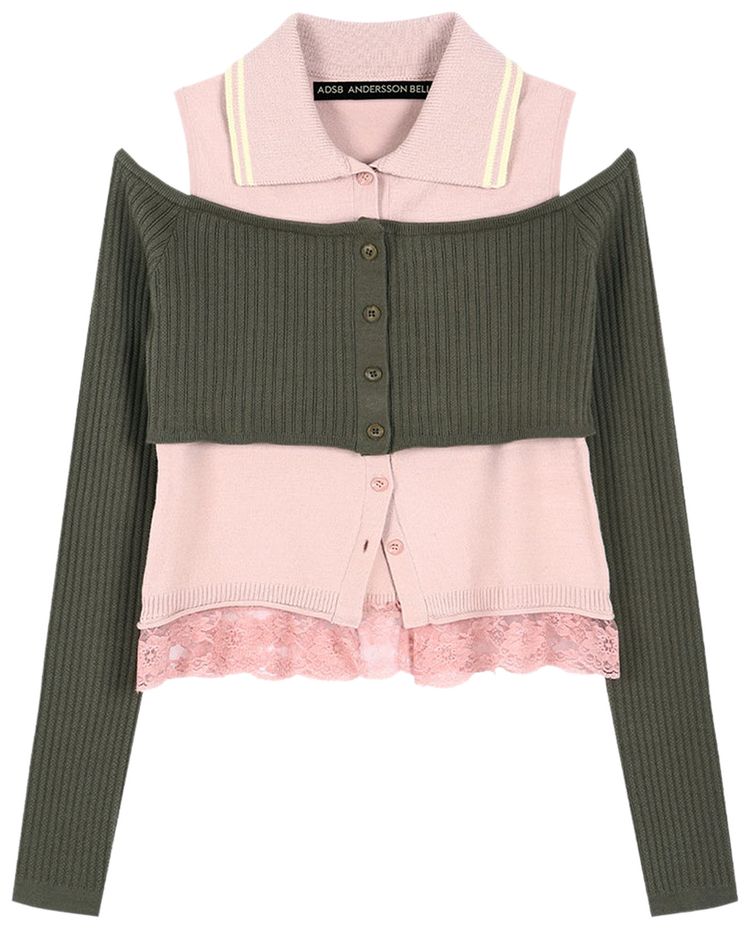 Andersson Bell Layered Off Shoulder Collar Top Multicolor
