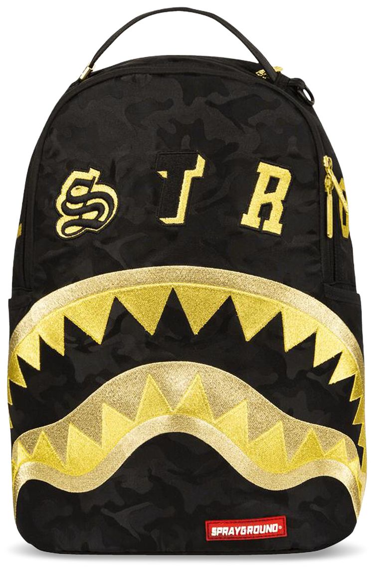 Sprayground Destroy Shark Backpack Gold Camo