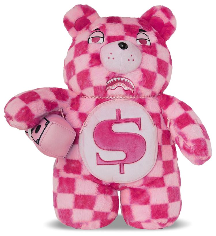 Sprayground Furzilla Shark Moneybear Backpack Pink Check