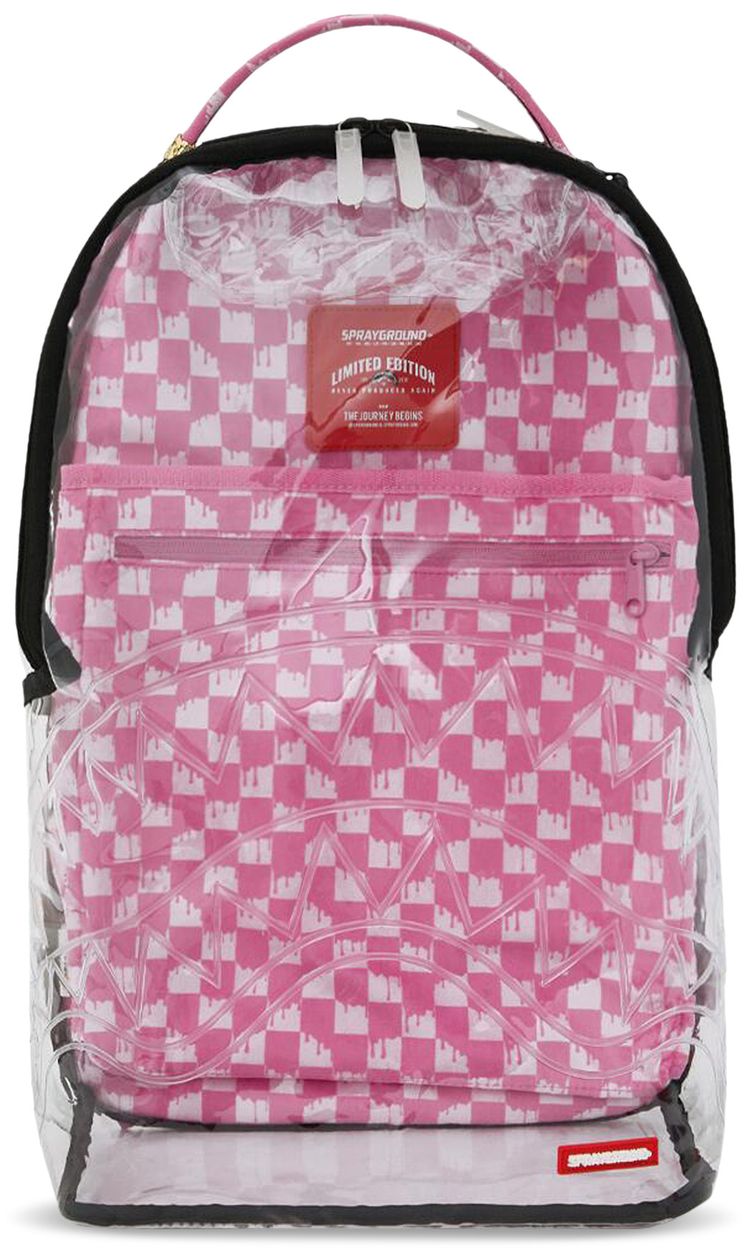 Sprayground Clear Checked Out DLX Backpack Pink Drip