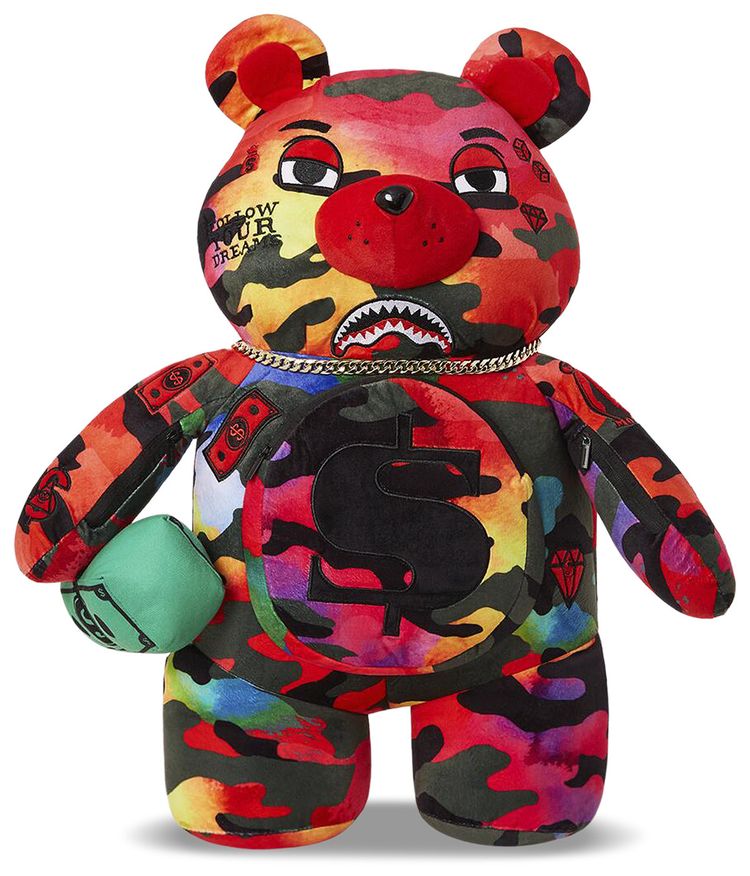 Sprayground Camoburst Moneybear Teddybear Backpack Multicolor