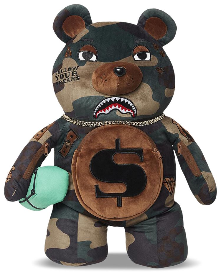 Sprayground Camocheck Moneybear Teddybear Backpack Multicolor