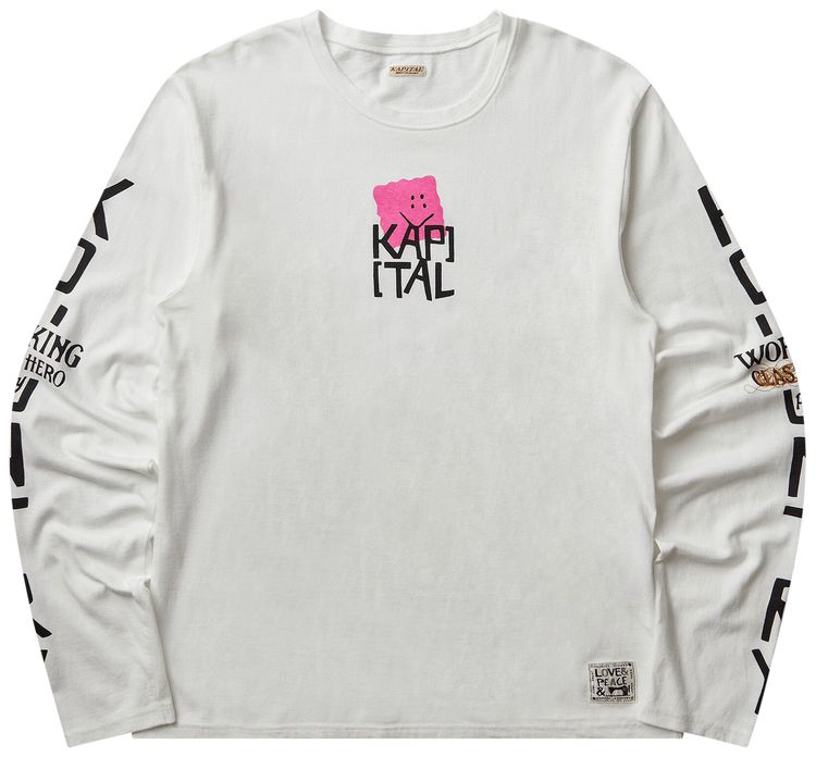 Kapital Jersey Crew Long Sleeve T Peckish Kap Pink