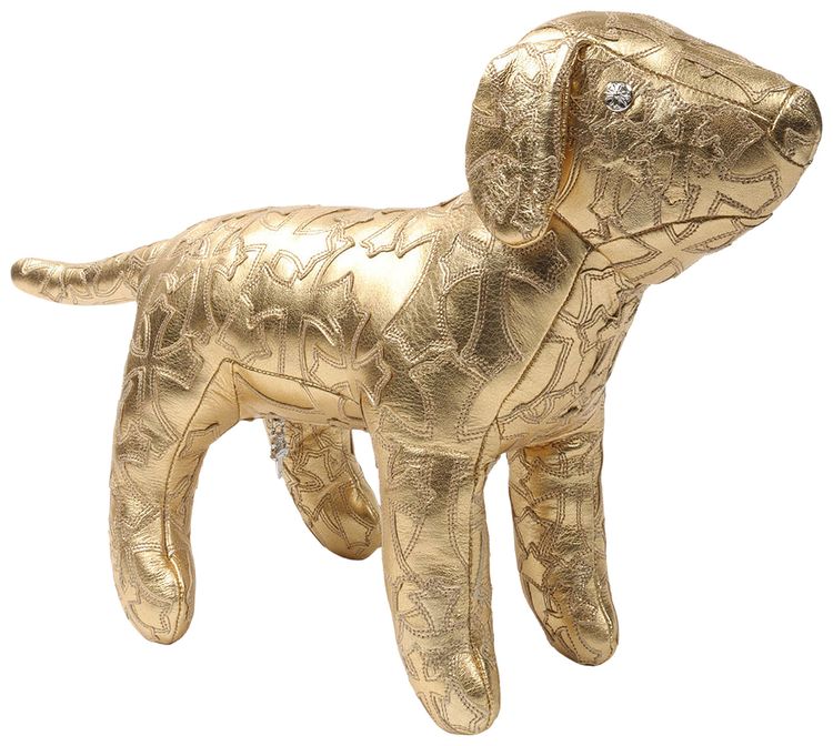 Chrome Hearts Leather Cross Patch Dog Gold
