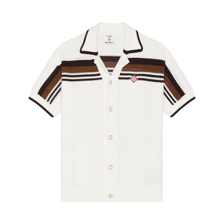 Casablanca Crochet Short Sleeve Shirt White