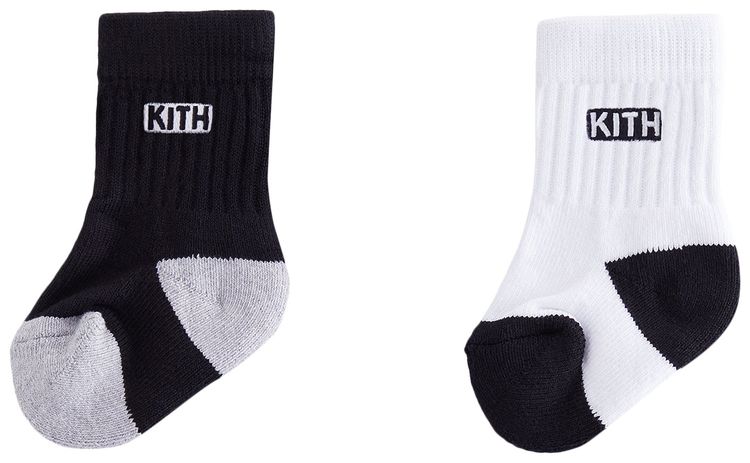 Kith Classic Crew 2 Pack Socks White  Black