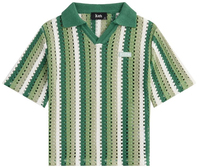Kith Open Knit Pullover Polo Sage