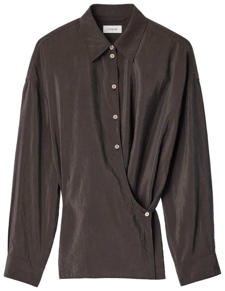 Lemaire Straight Collar Twisted Shirt Licorice