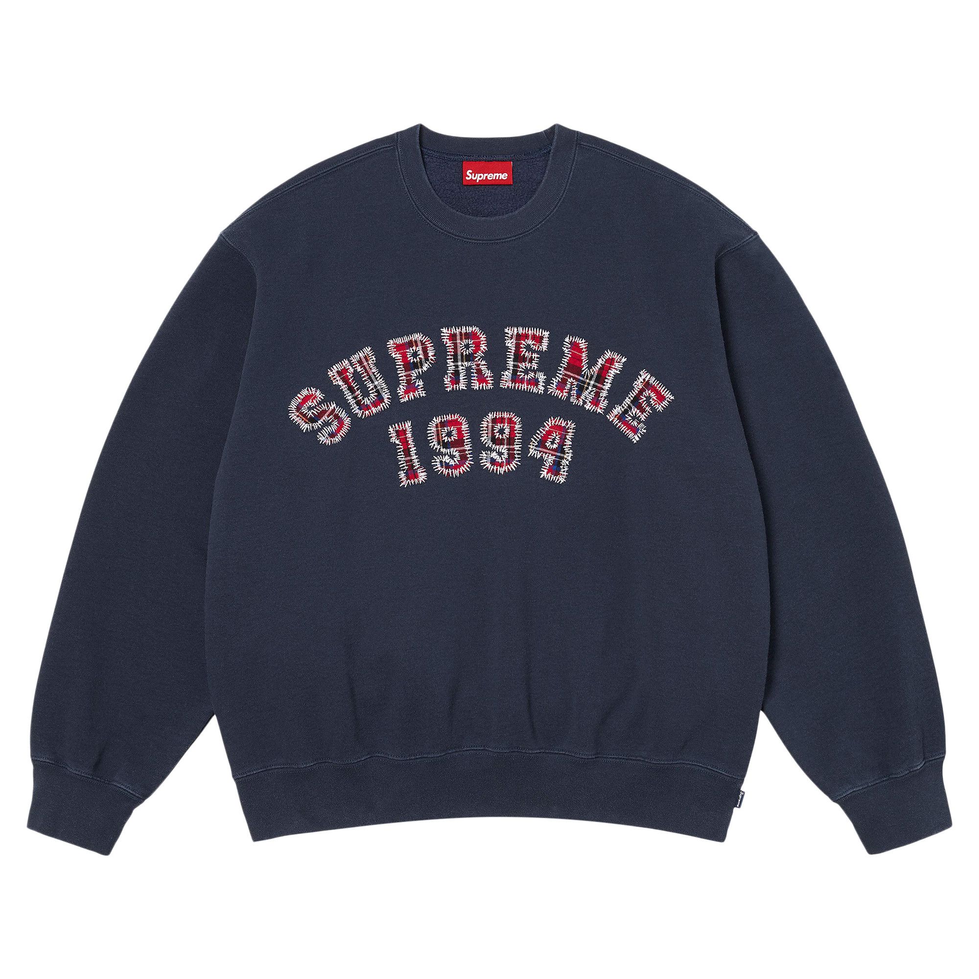 Buy Supreme Plaid Arc Crewneck 'Navy' - SS26SW97 NAVY | GOAT