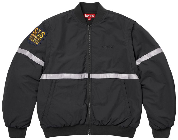Supreme Zip Off Sleeve Reflective Stripe Jacket Black