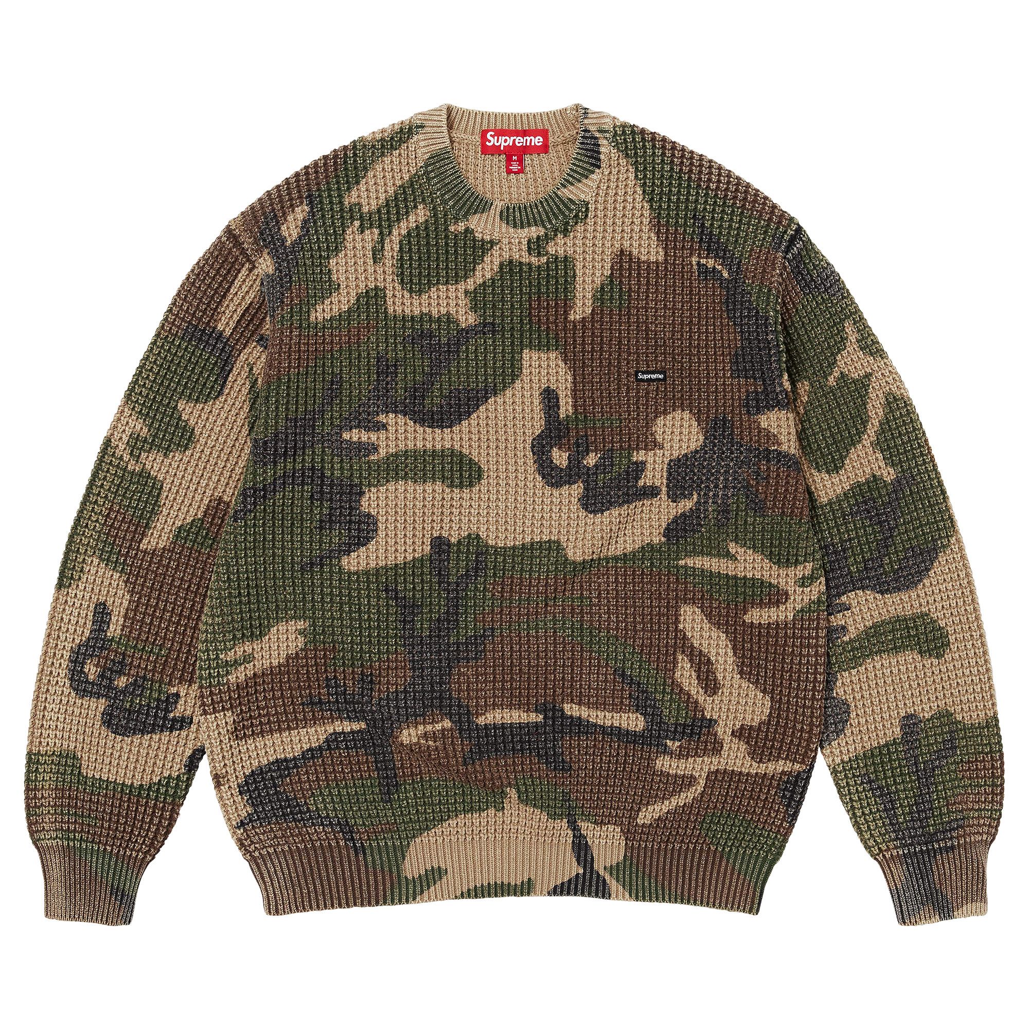 Buy Supreme Washed Small Box Waffle Sweater 'Woodland Camo