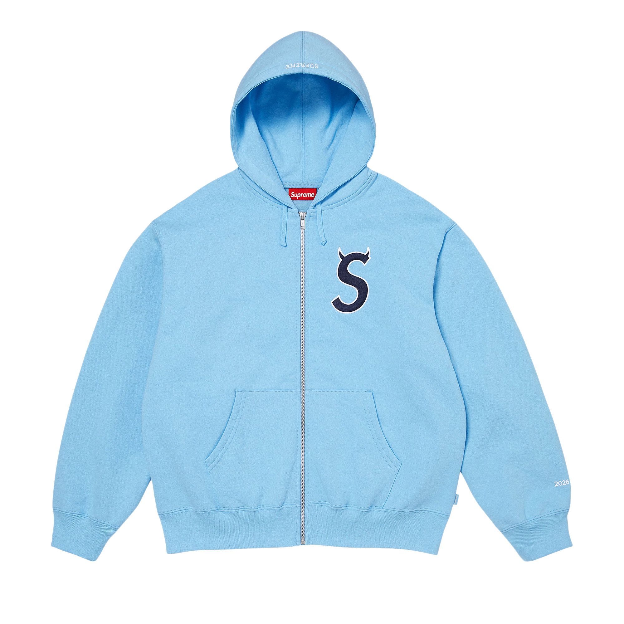 Buy Supreme Devil S Logo Zip Up Hooded Sweatshirt 'Light Blue