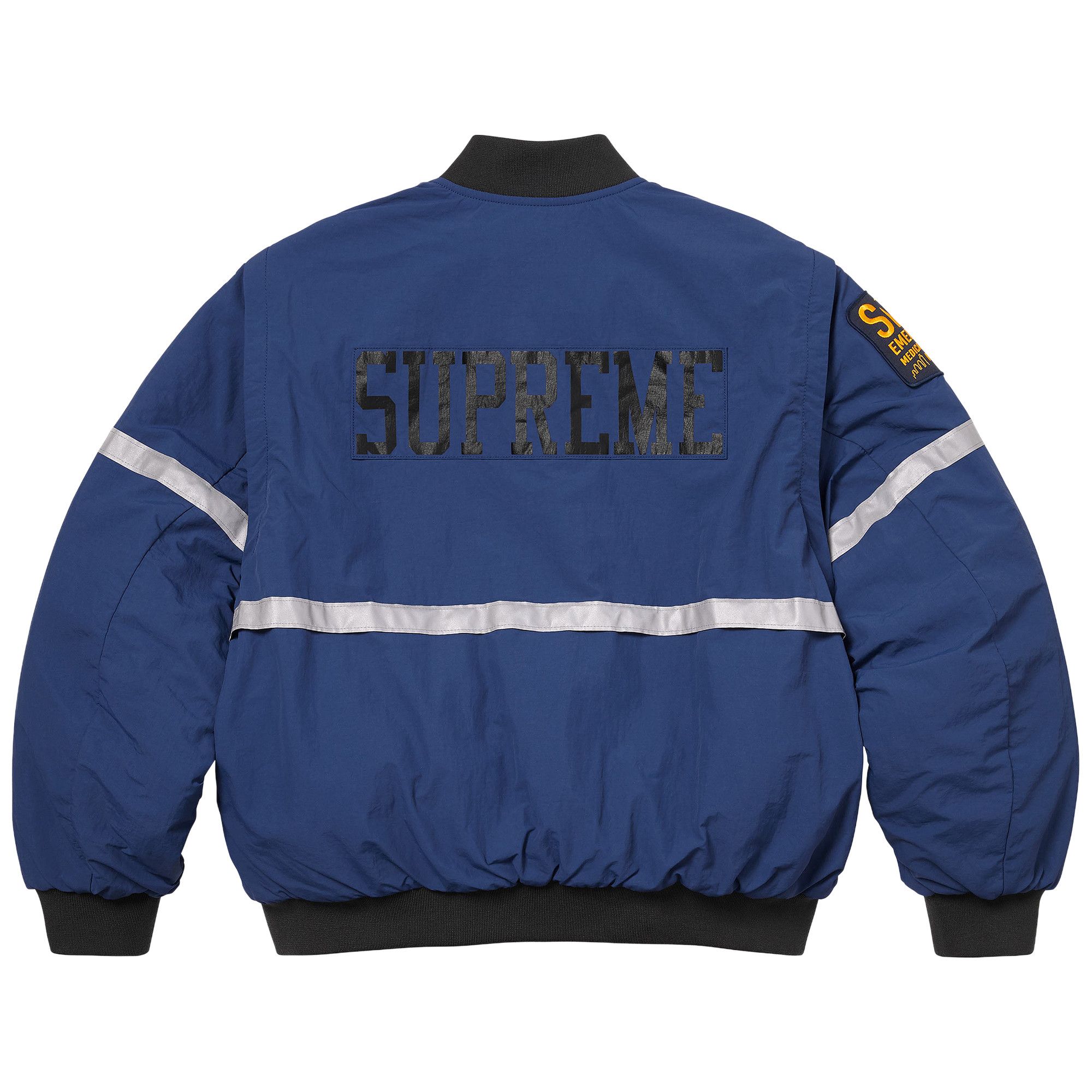 Buy Supreme Zip-Off Sleeve Reflective Stripe Jacket 'Navy