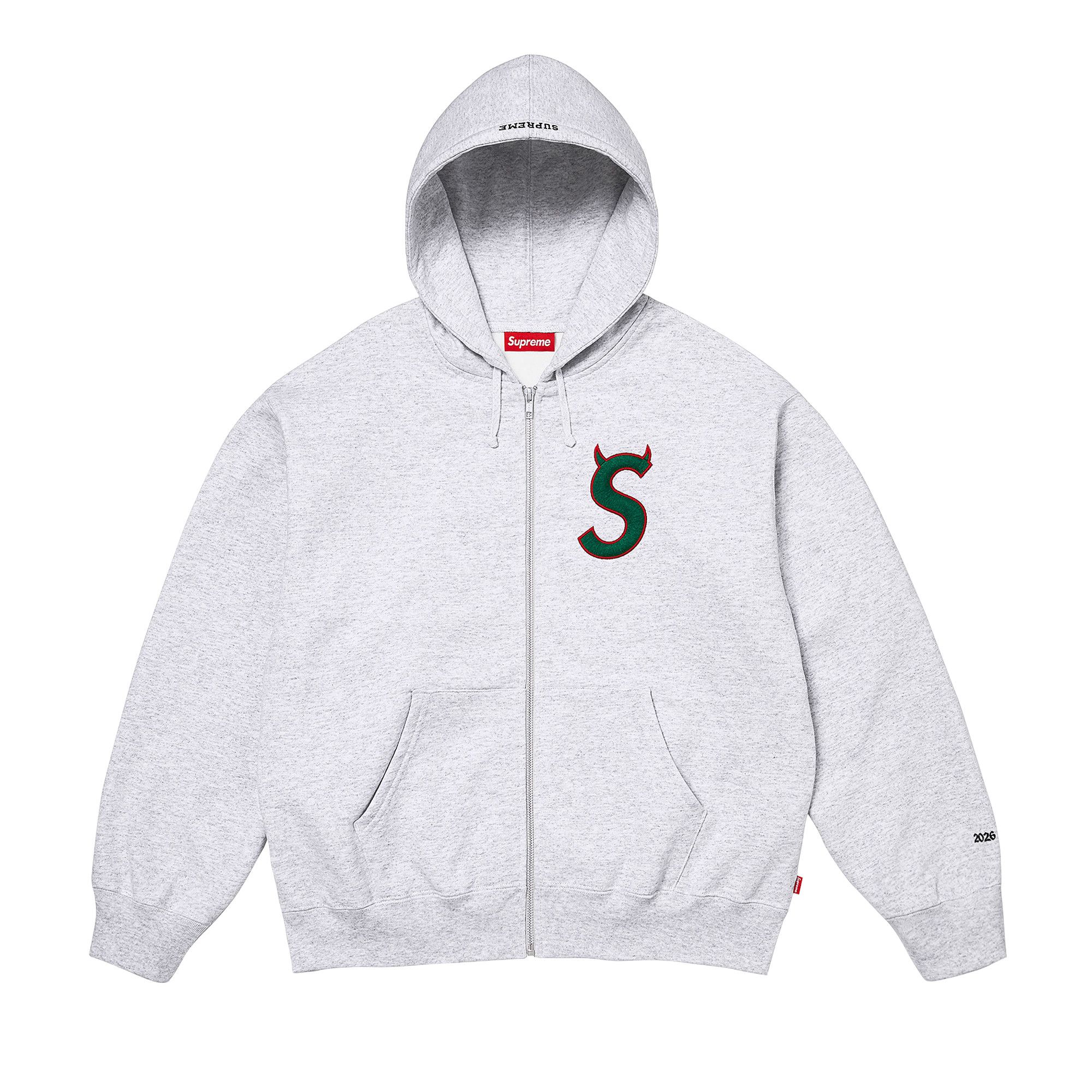 Buy Supreme Devil S Logo Zip Up Hooded Sweatshirt 'Ash Grey