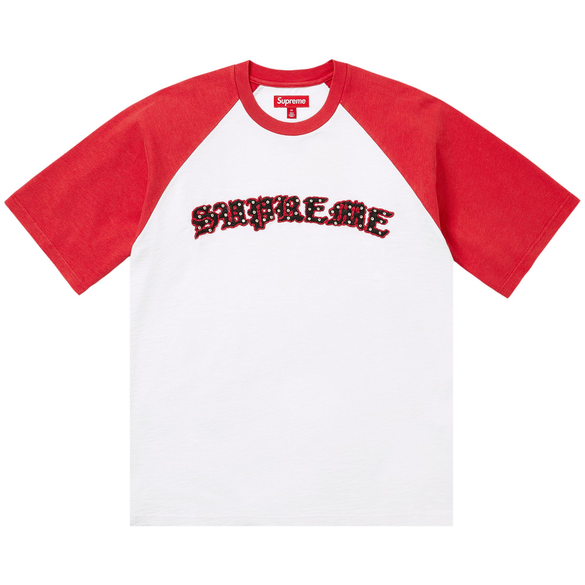 Buy Supreme Rhinestone Raglan Short-Sleeve Top 'White' - SS26KN70