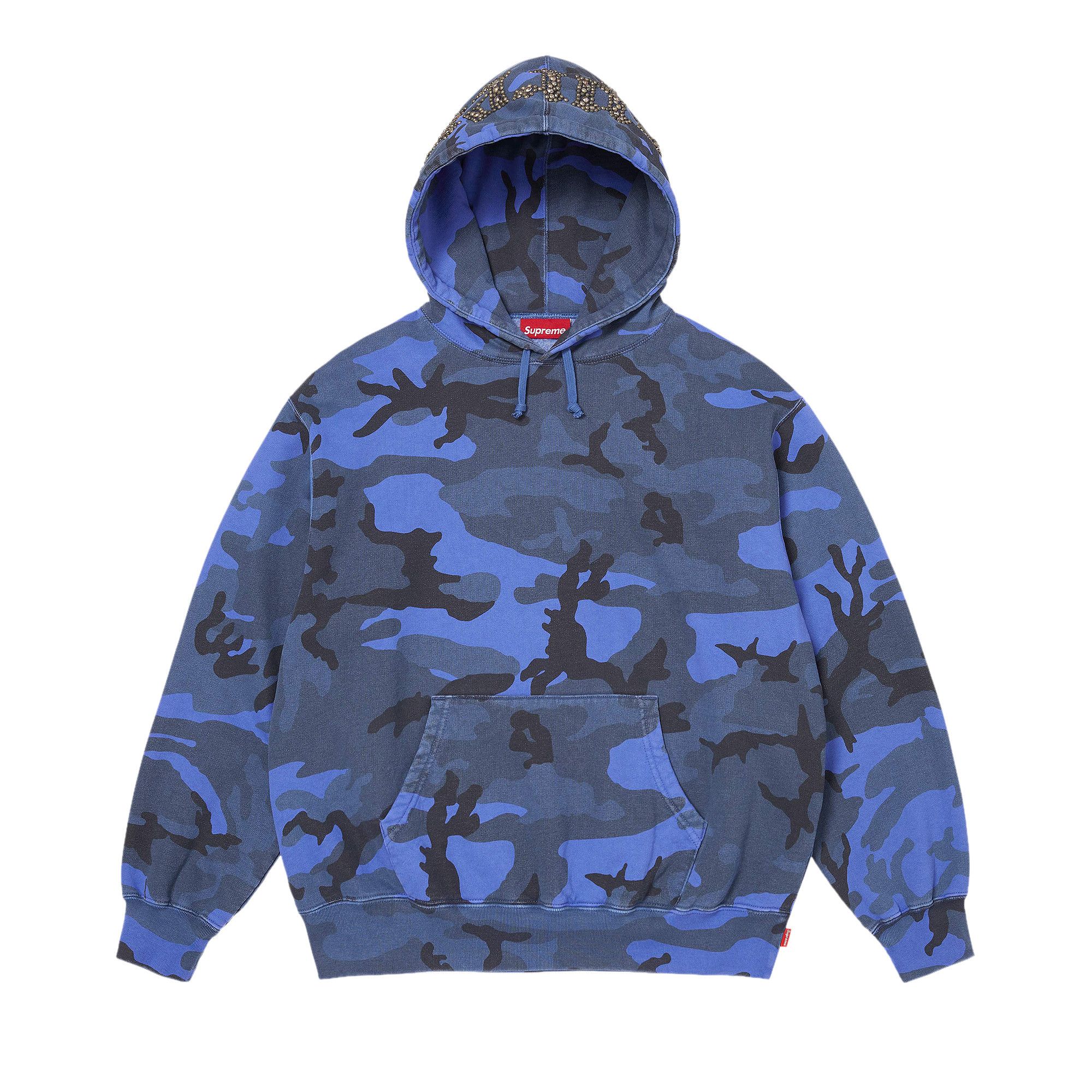 Buy Supreme Overdyed Studded Hooded Sweatshirt 'Blue Camo