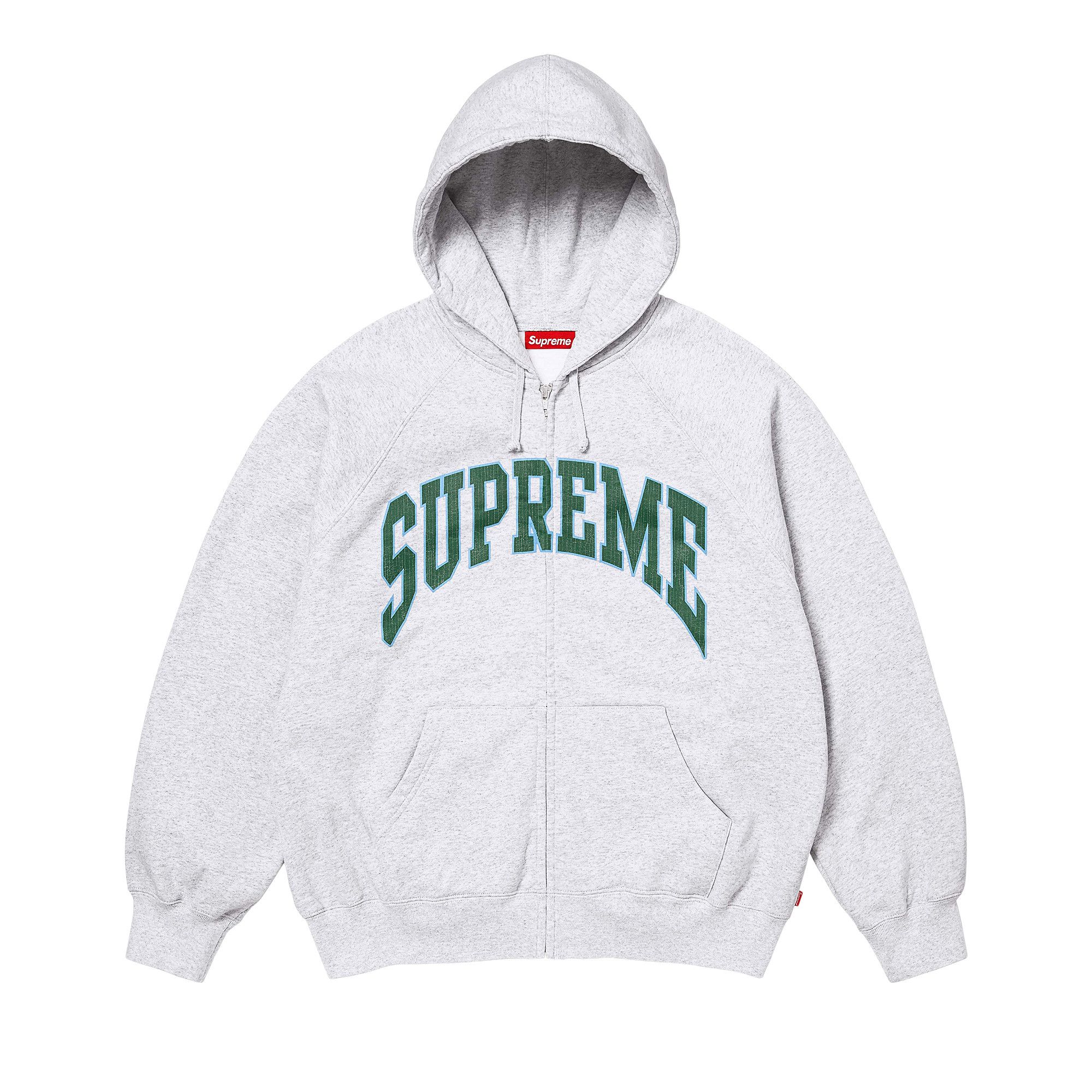 Buy Supreme Cracked Raglan Zip Up Hooded Sweatshirt 'Ash Grey
