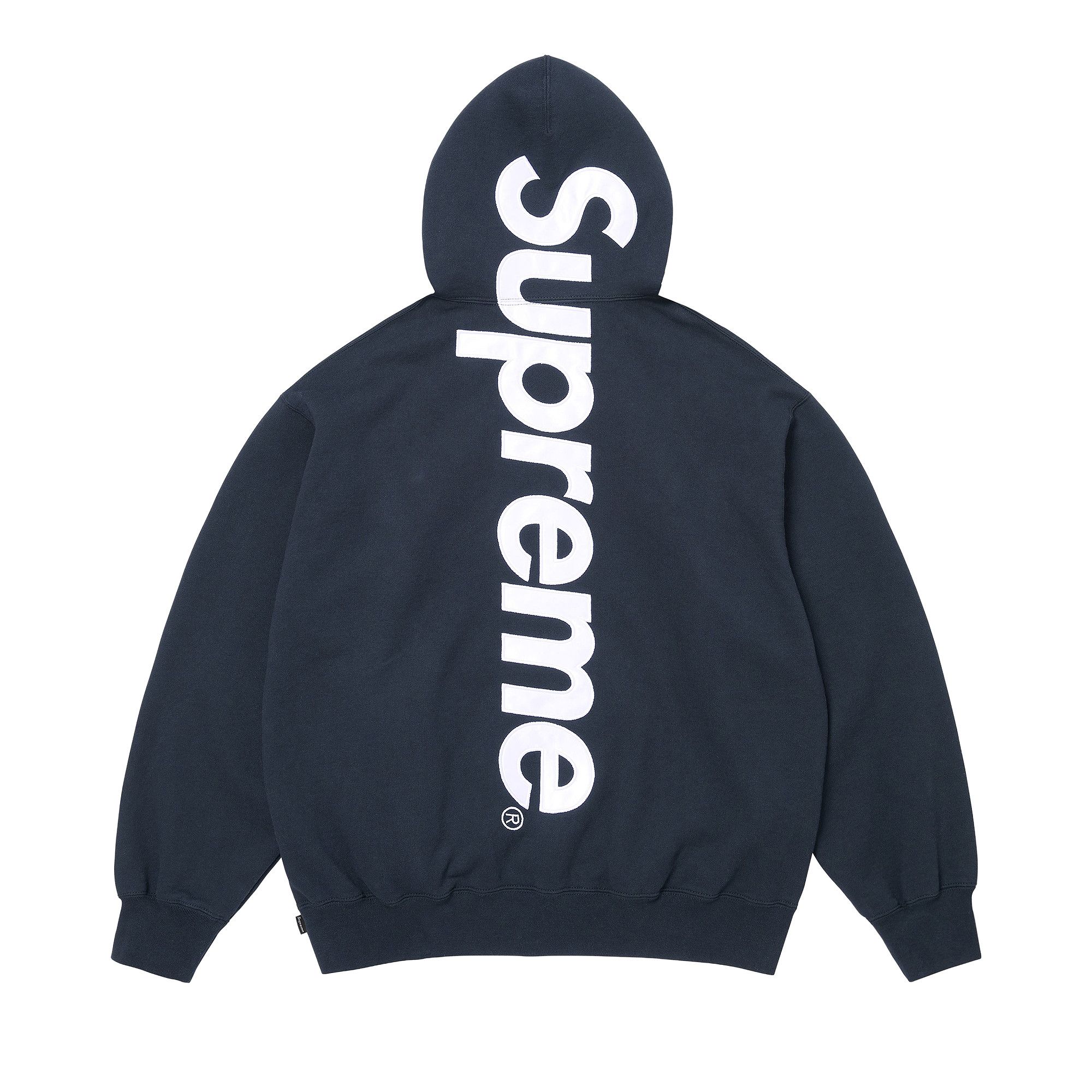 Buy Supreme Satin Appliqué Hooded Sweatshirt 'Navy' - SS26SW98