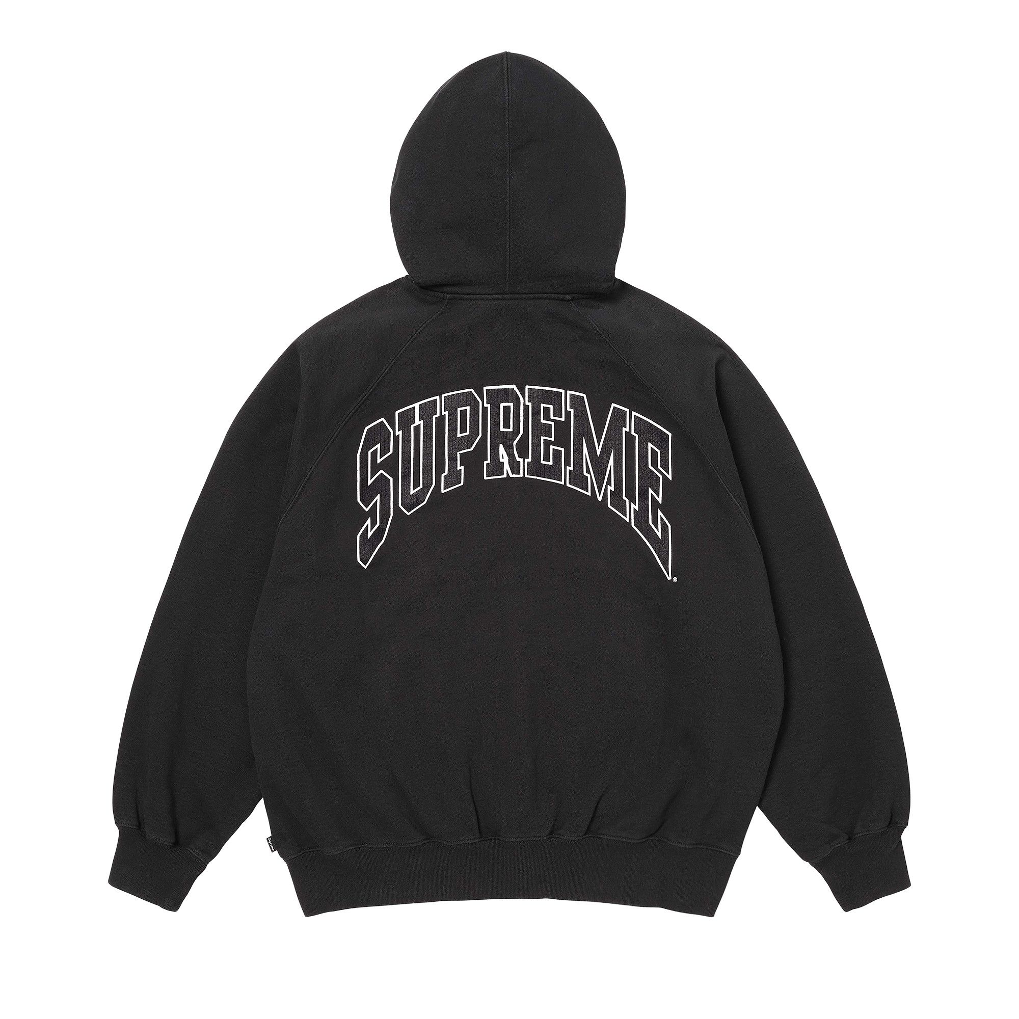 Buy Supreme Cracked Raglan Zip Up Hooded Sweatshirt 'Black