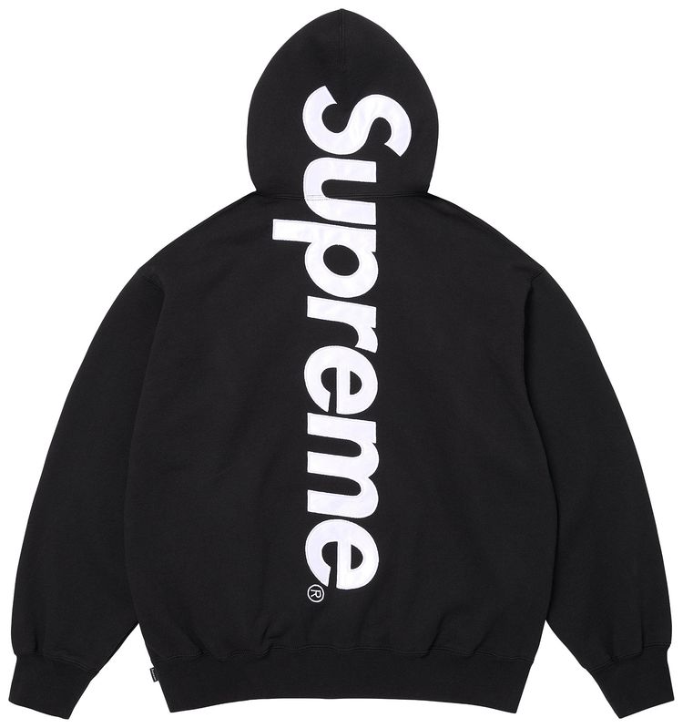 Supreme Satin Applique Hooded Sweatshirt Black