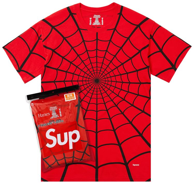 Supreme x Hanes Spider Man Tagless Tees 2 Pack Red