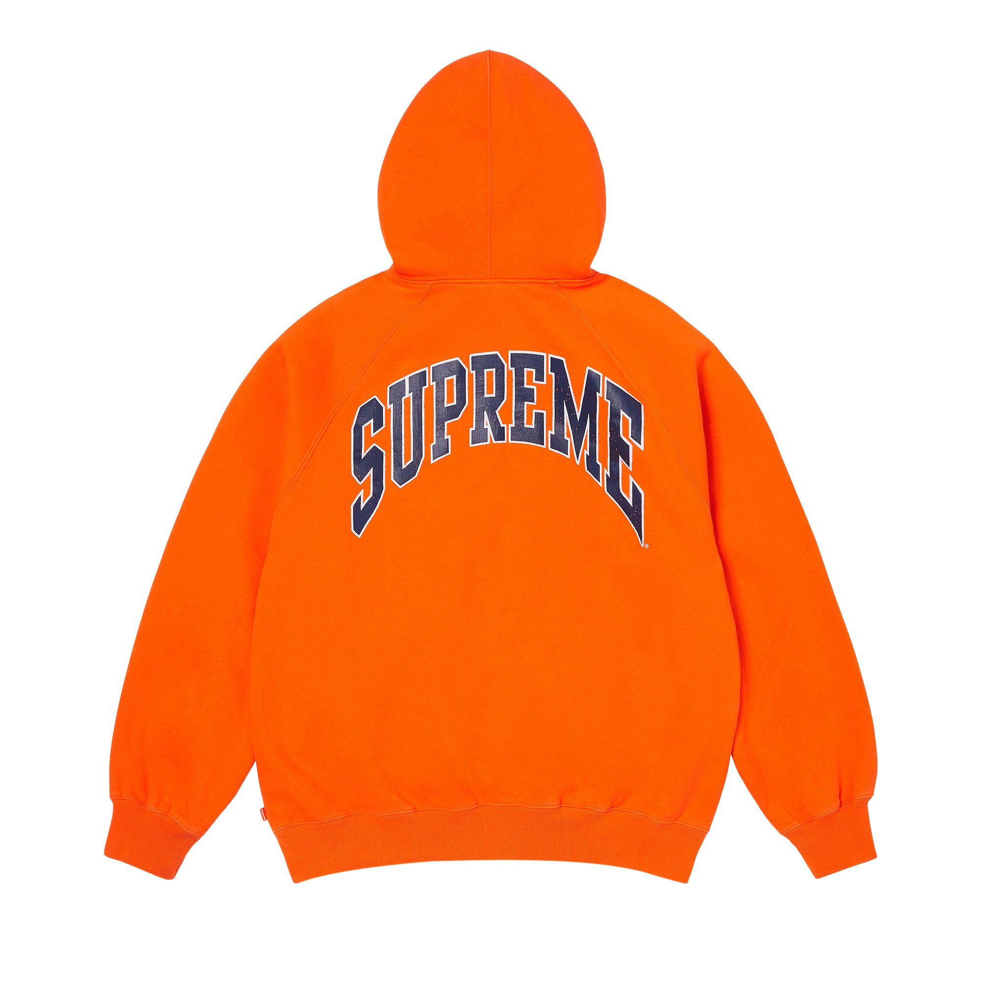 Buy Supreme Cracked Raglan Zip Up Hooded Sweatshirt 'Dark Orange
