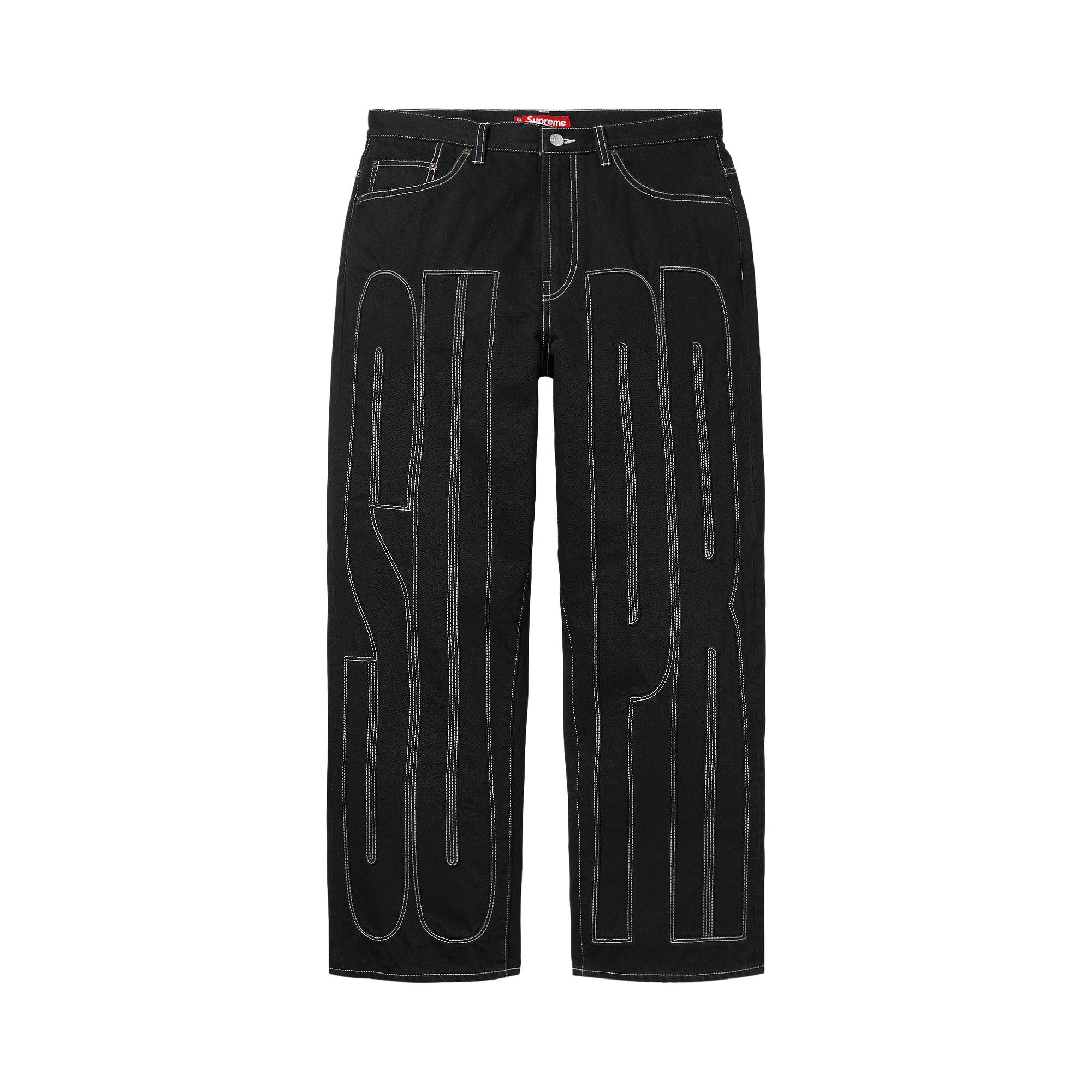 Buy Supreme Inset Spellout Baggy Jean 'Black' - SS26P54 BLACK | GOAT
