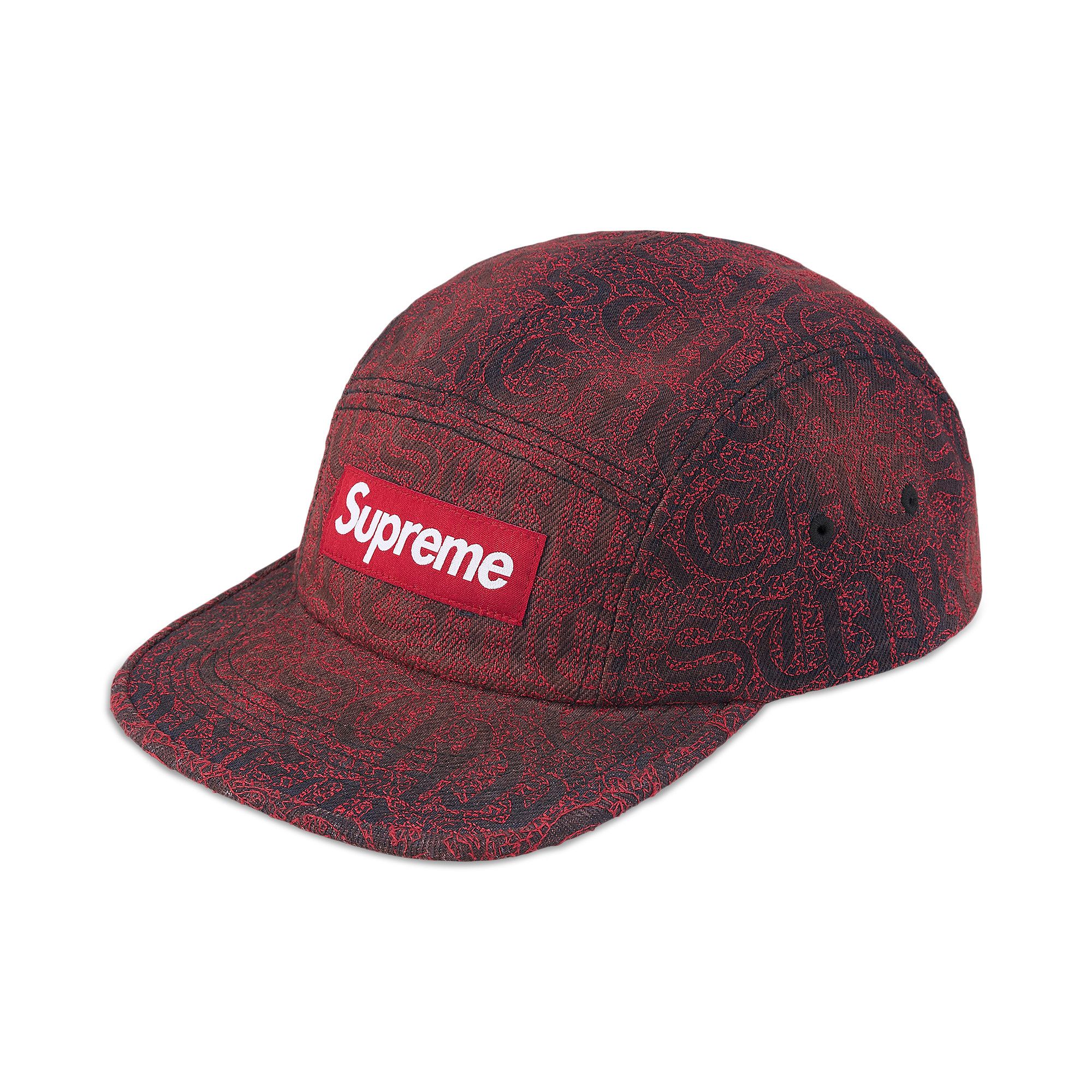 Buy Supreme Stitched Old English Denim Camp Cap 'Red' - SS26H29