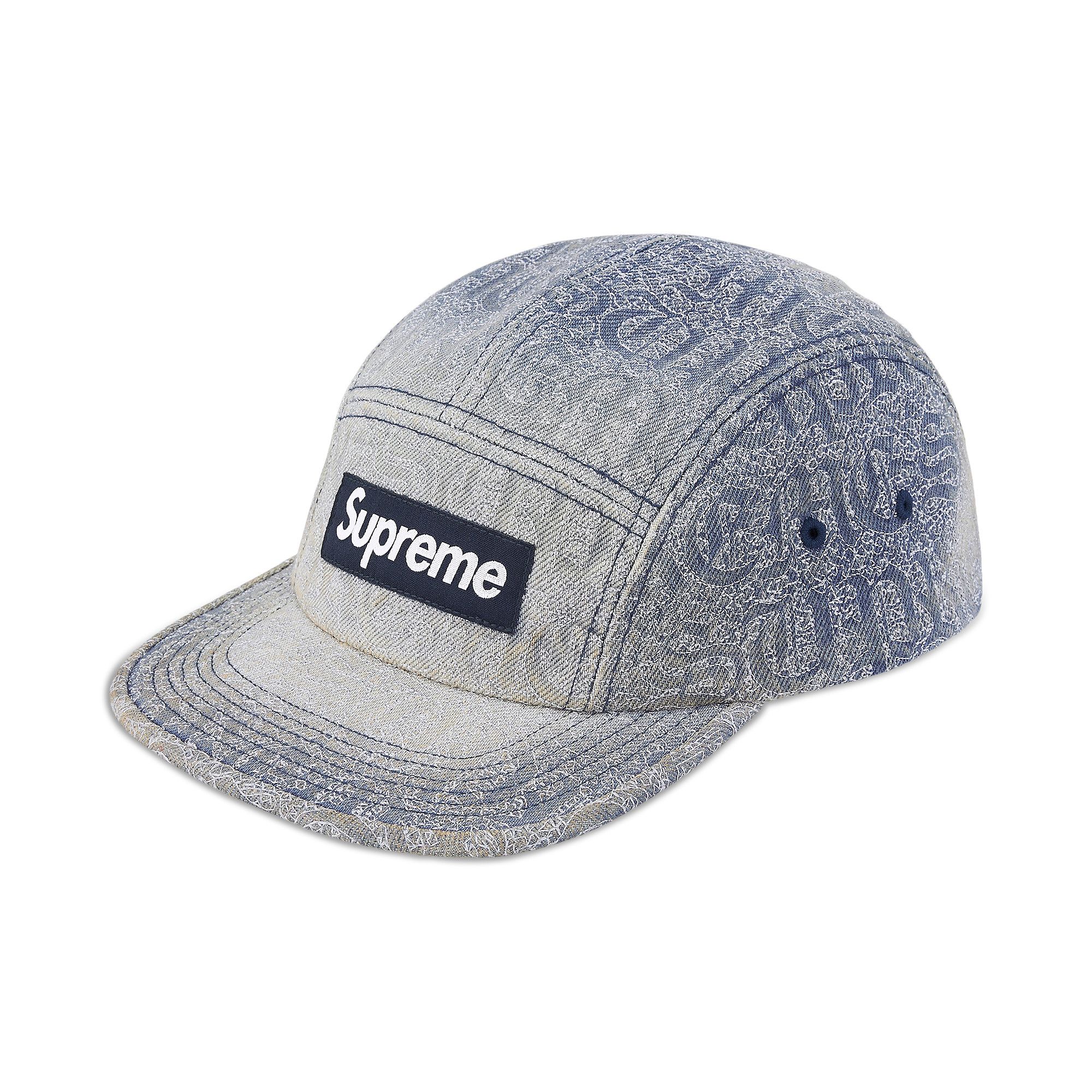 Buy Supreme Stitched Old English Denim Camp Cap 'Blue' - SS26H29