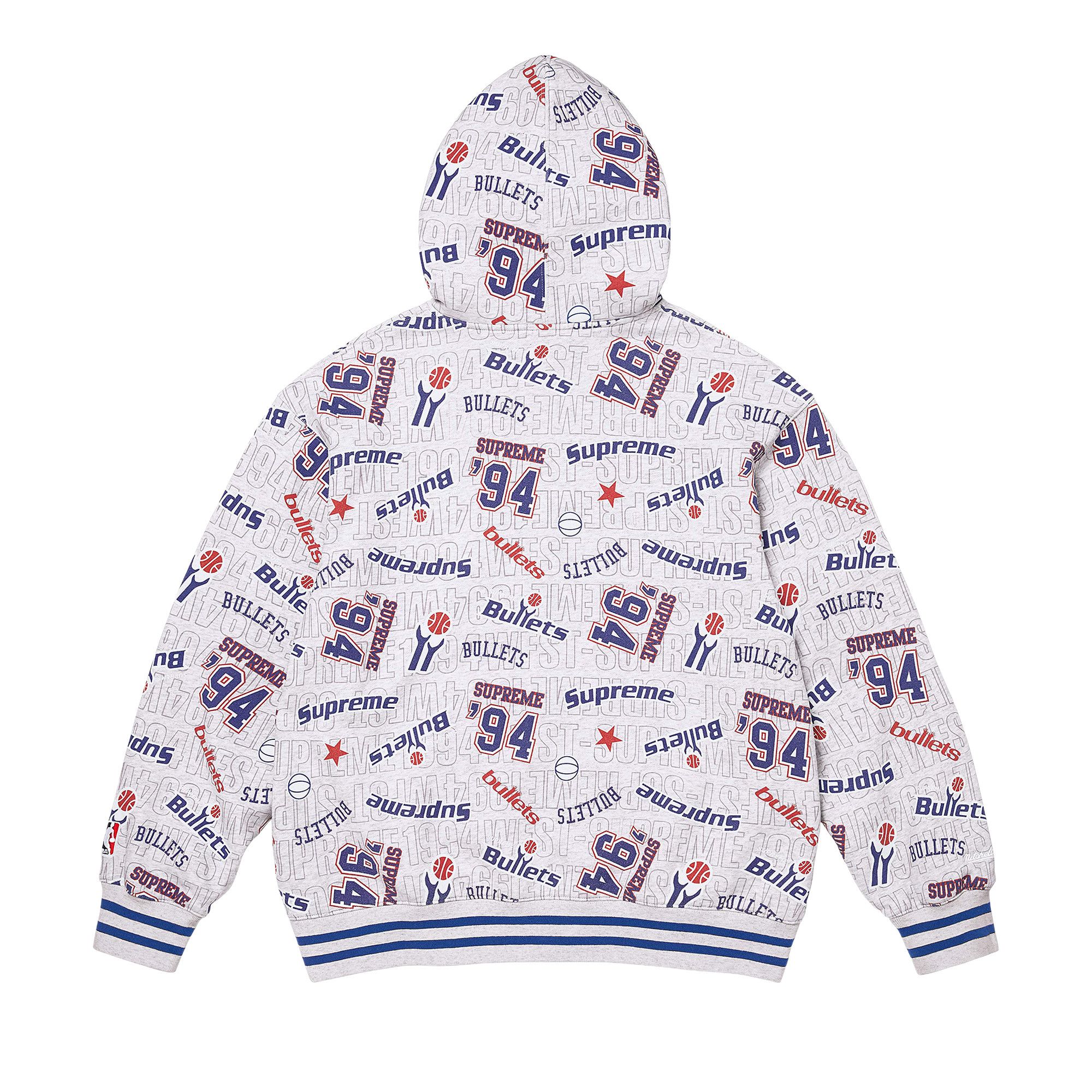 Buy Supreme x Mitchell & Ness Teams Zip Up Hooded Sweatshirt 'Ash