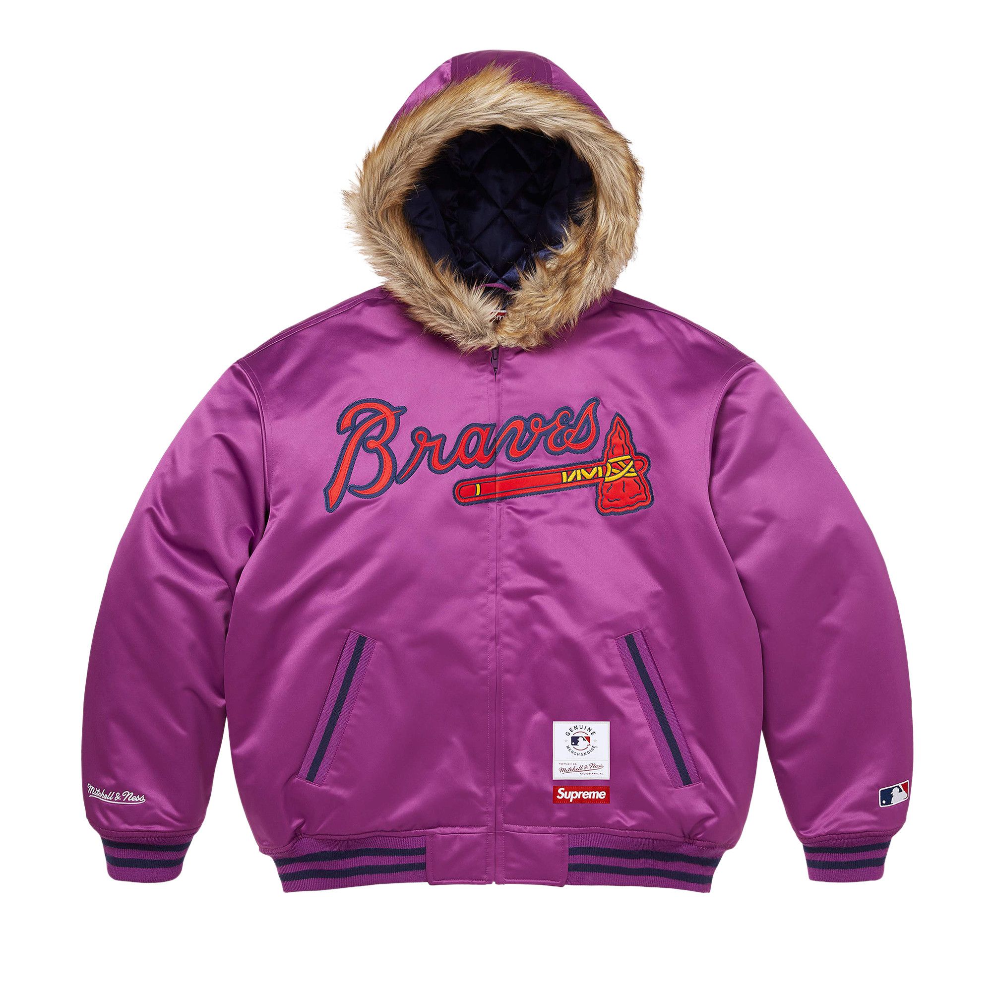 Buy Supreme x Mitchell & Ness Teams Hooded Satin Varsity Jacket