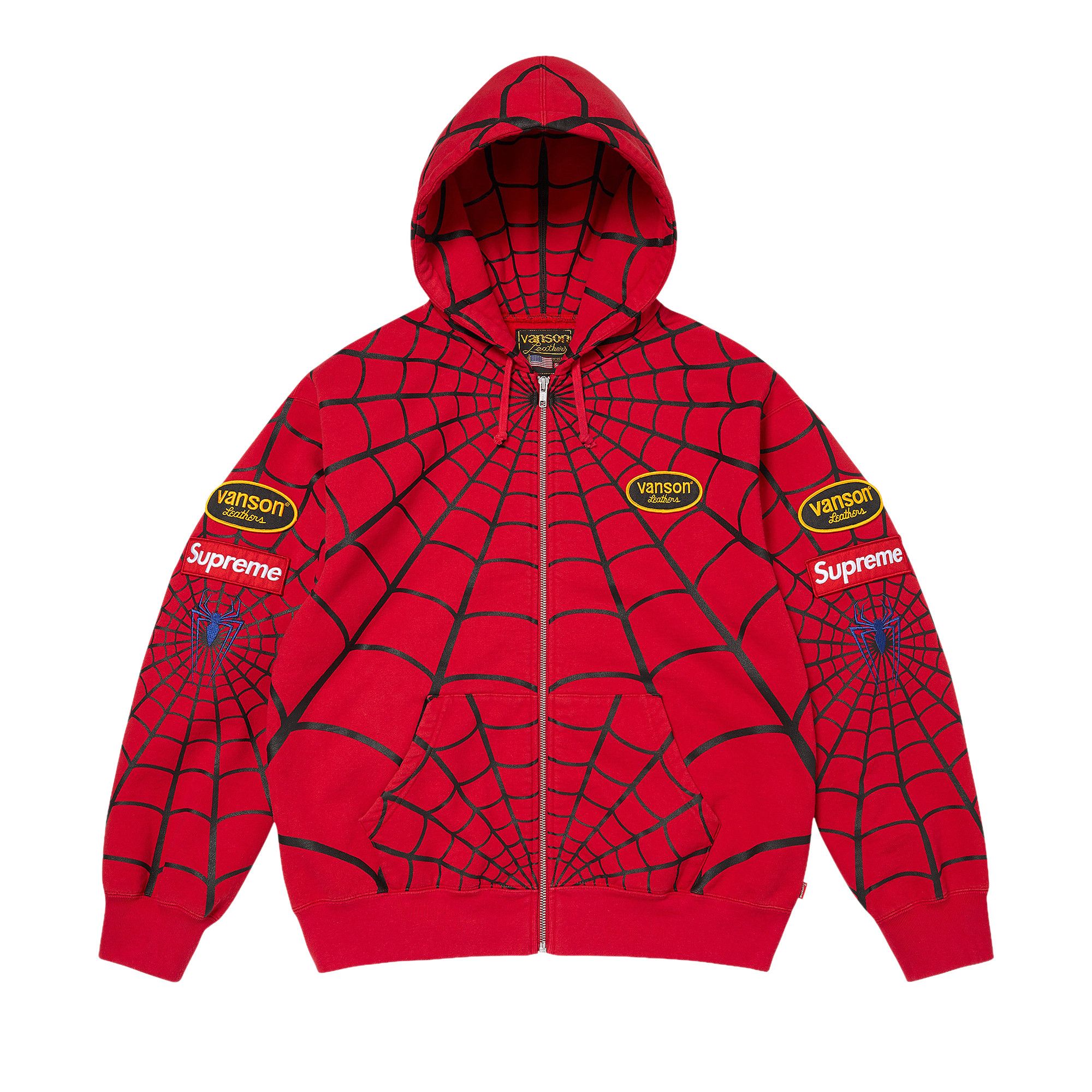 トップス Supreme x Vanson Leathers Spider-Man Buy Supreme x Vanson Leathers Spider-Man Zip Up Hooded Sweatshirt