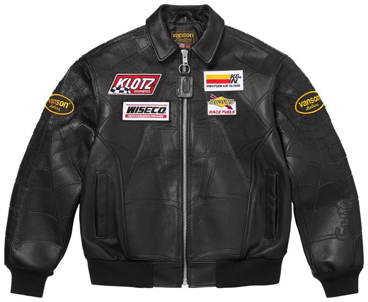 Supreme x Vanson Leathers Spider Man Jacket Black