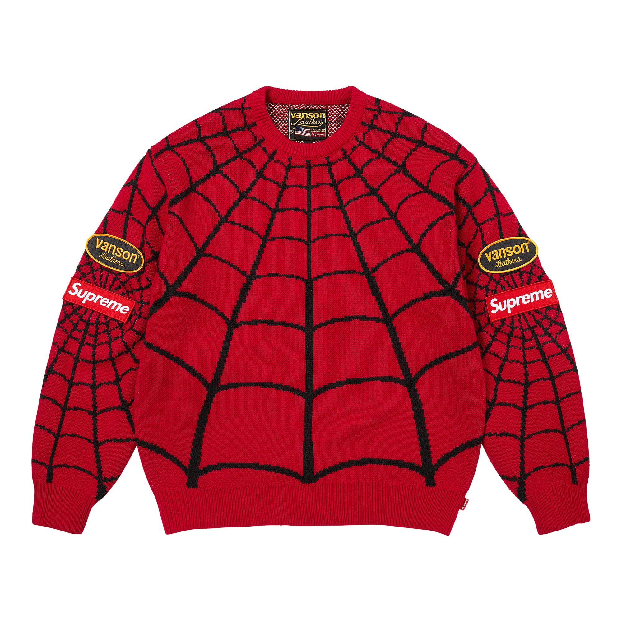 Buy Supreme x Vanson Leathers Spider-Man Sweater 'Red' - SS26SK41