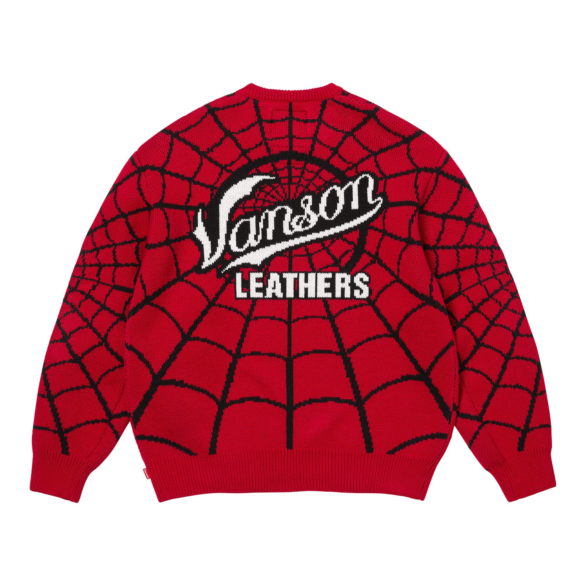 Buy Supreme x Vanson Leathers Spider-Man Sweater 'Red' - SS26SK41