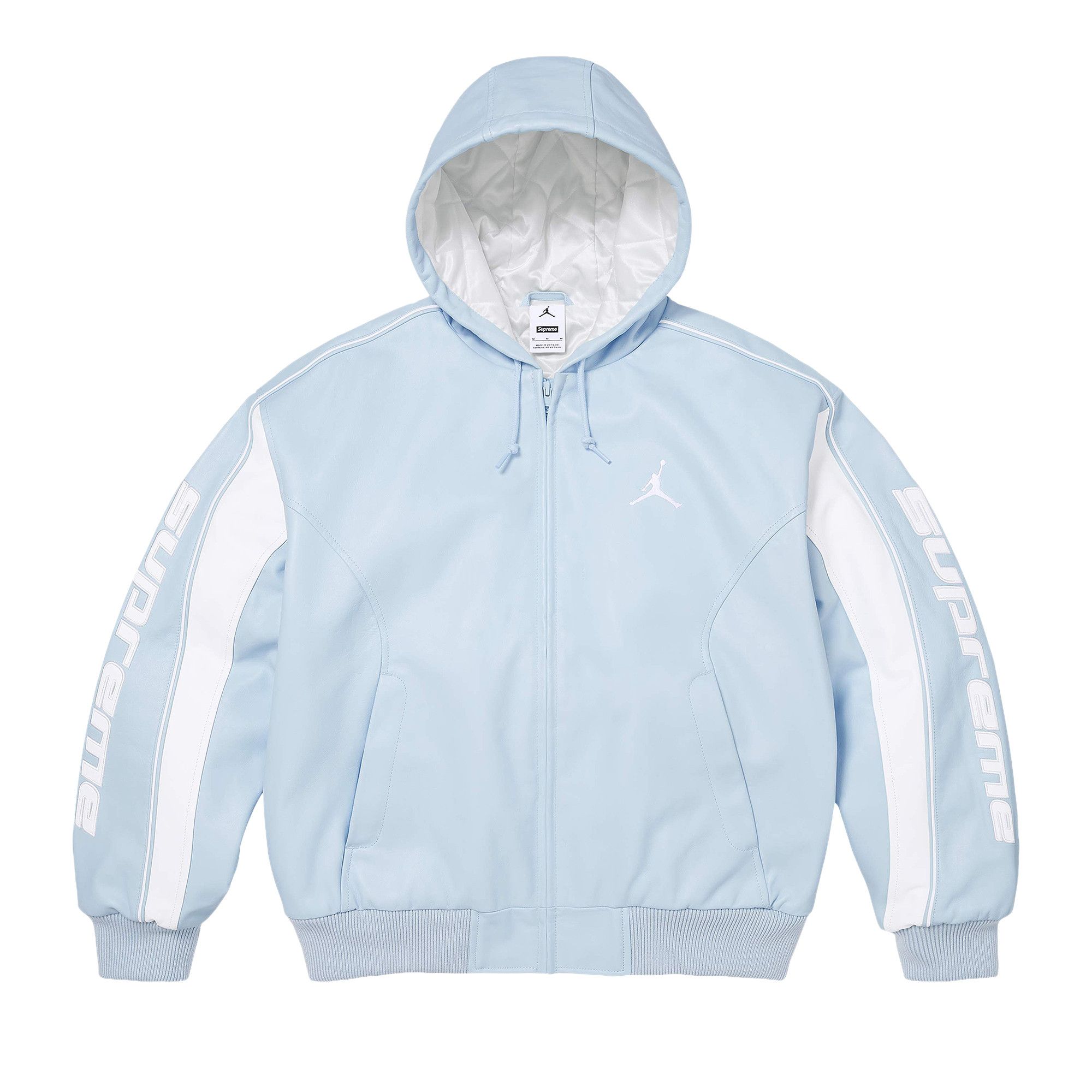 Buy Supreme x Jordan Hooded Leather Jacket 'Light Blue' - SS26J10