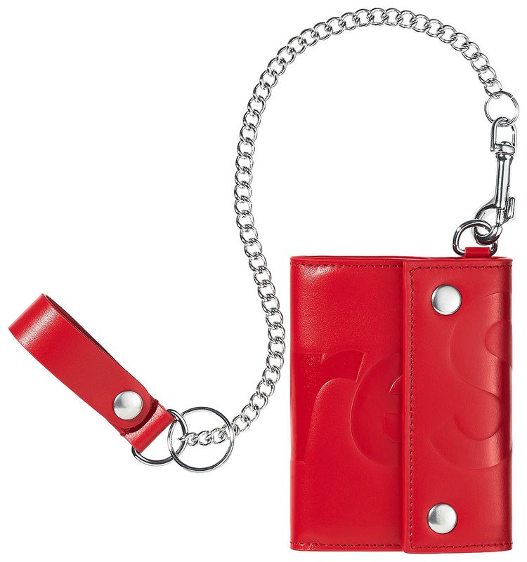 Supreme Leather Chain Wallet Red