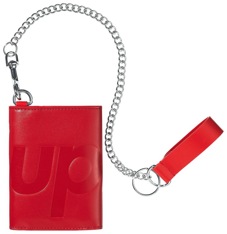 Supreme Leather Chain Wallet Red