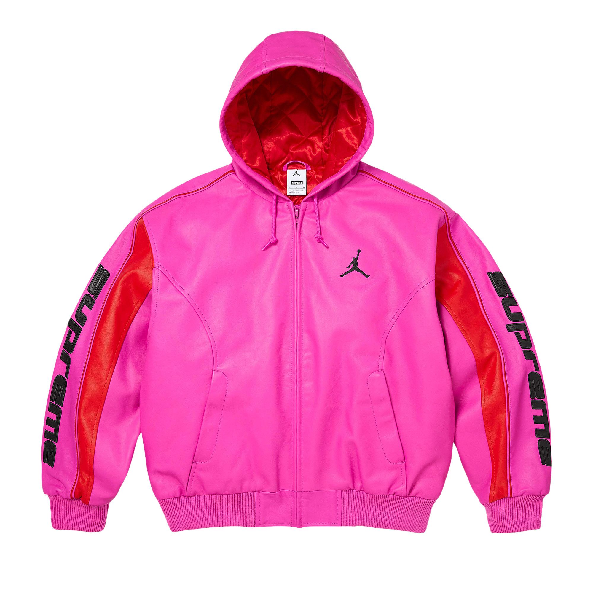 シュプリーム　ジョーダン　フーディ　パーカー　ピンク　L Buy Supreme x Jordan Hooded Leather Jacket 'Pink' - SS26J10 PINK