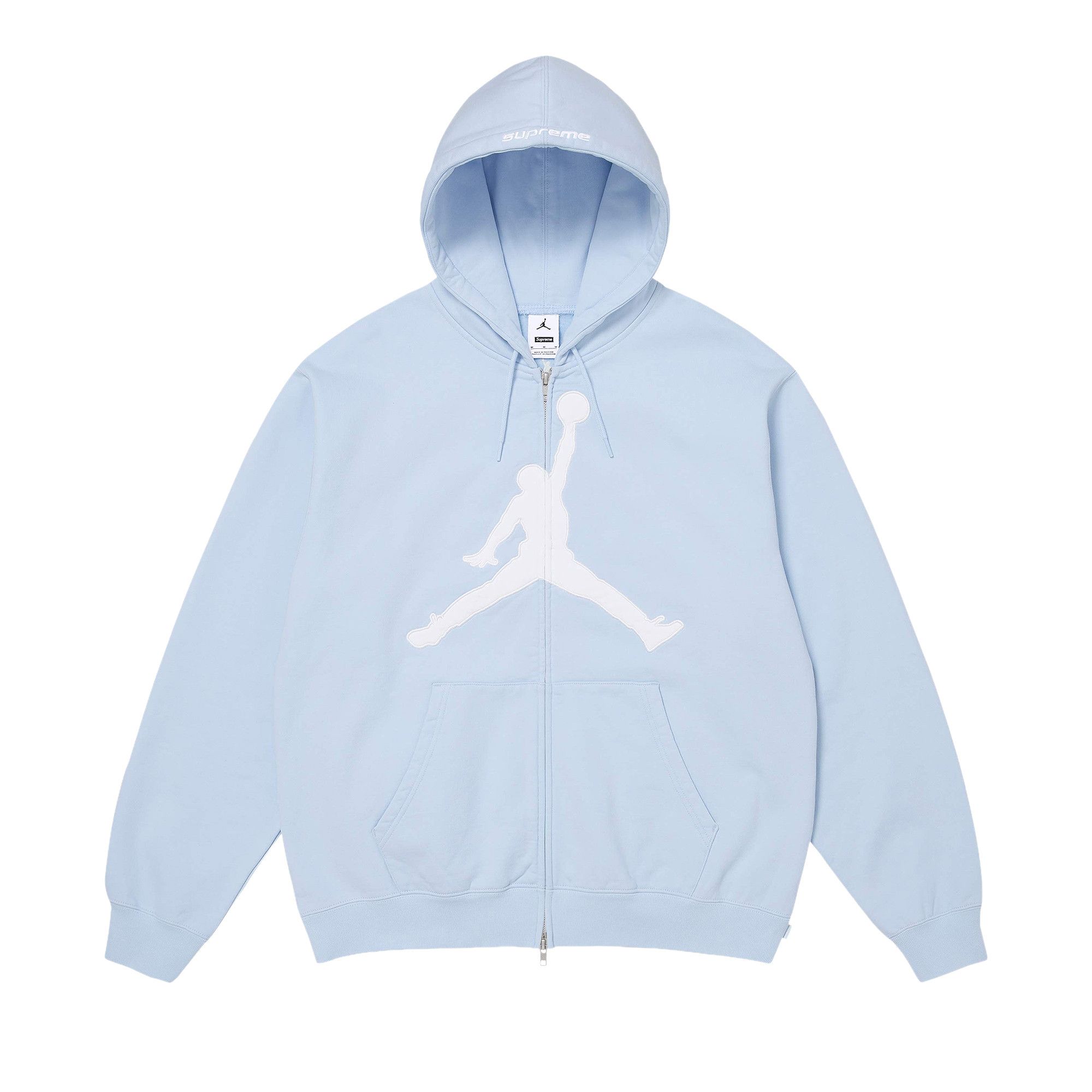 Buy Supreme x Jordan Zip Up Hooded Sweatshirt 'Light Blue