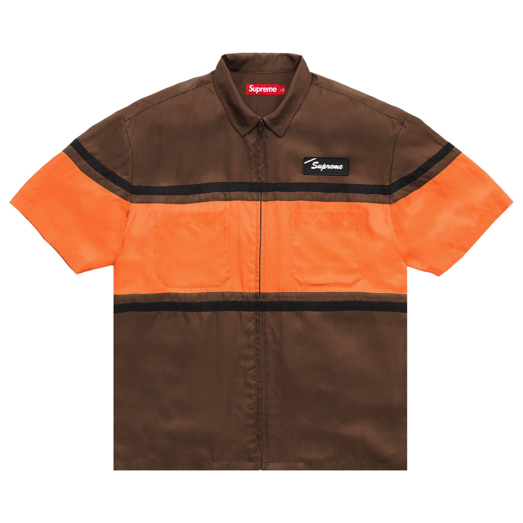 Buy Supreme Silk Zip Up Short-Sleeve Shirt 'Brown' - SS26S42 BROWN