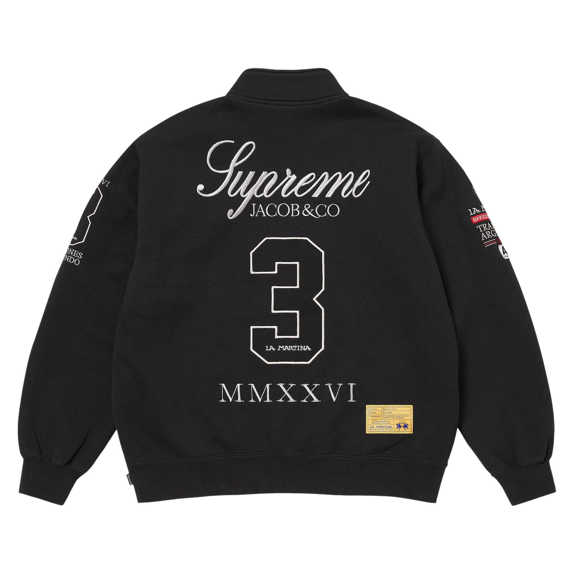 値下不可 定価以下 新品サイズL supreme LaMartina Jacob Buy Supreme x La Martina x Jacob & Co Zip Up Sweatshirt 'Black
