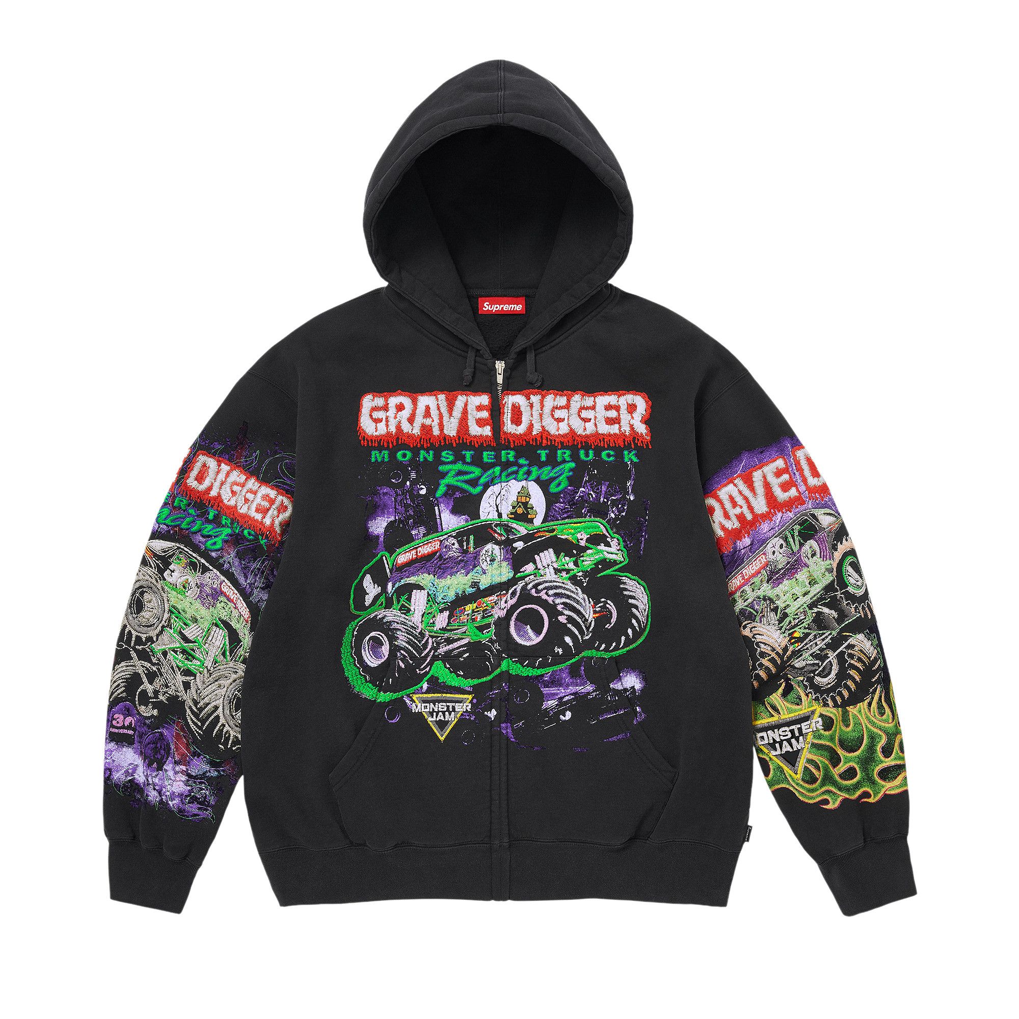 トップス Supreme Monster Jam Grave Digger XL Buy Supreme Monster Jam Grave Digger Zip Up Hooded Sweatshirt